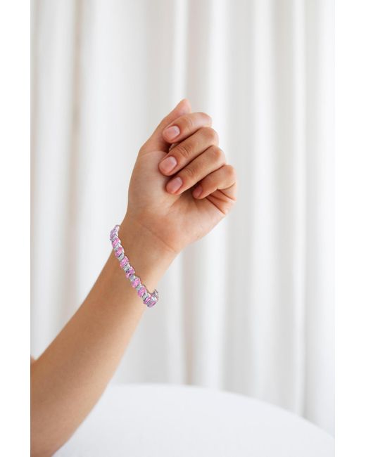 Genevive Jewelry Pink Sterling Silver White Gold Plated