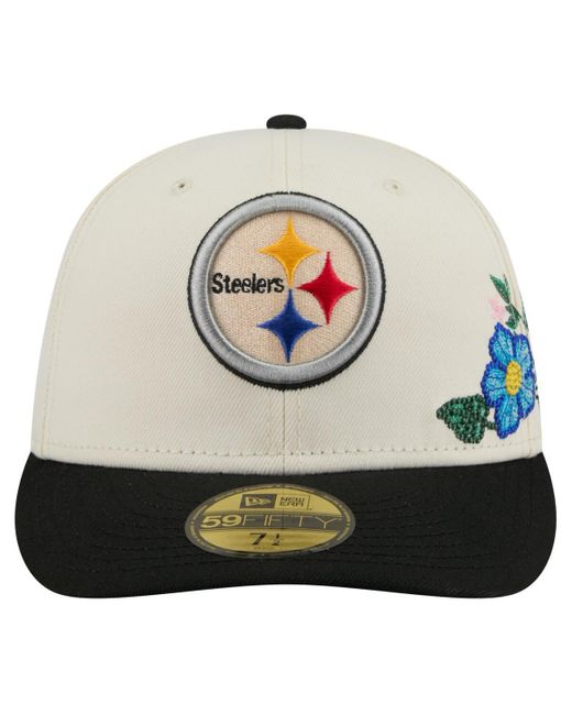 KTZ Gray Cream/black Pittsburgh Steelers Tonal Floral 59fifty Fitted Hat for men