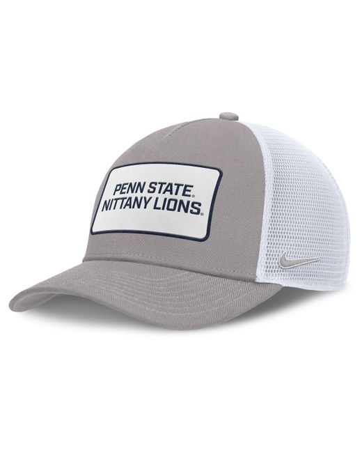 Nike Gray/white Penn State Nittany Lions 2025 On-field Rise Patch Trucker Adjustable Hat for men