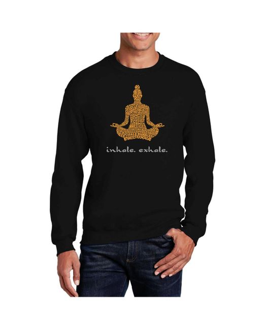 LA Pop Art Black Word Art Inhale Exhale Crewneck Sweatshirt for men