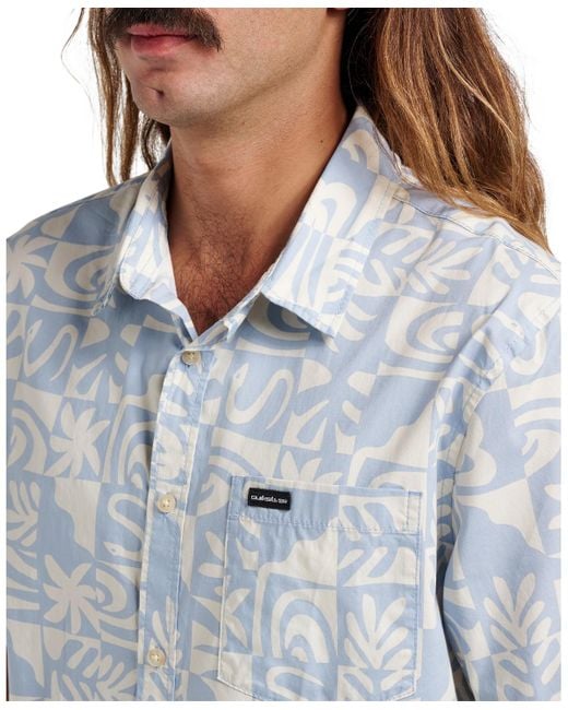 Quiksilver Blue Terra Classic Stretch Short Sleeve Shirt for men