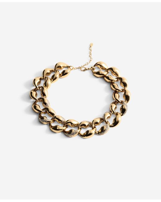 Mango Metallic Rhinestone Links Pendant Collar Necklace