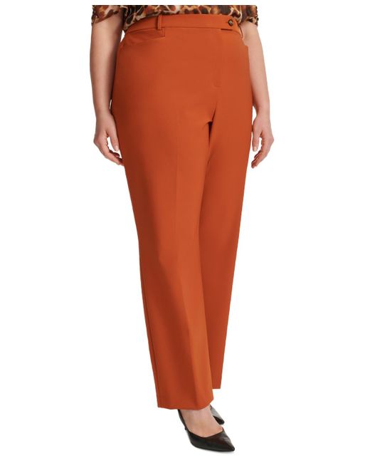 Calvin Klein Orange Plus Size High Rise Straight Leg Pants