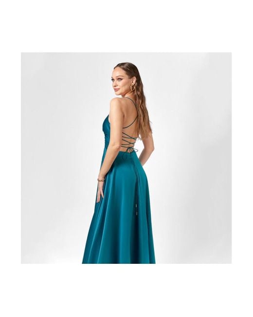 Bariano Blue Hanna Open Back A Line Gown