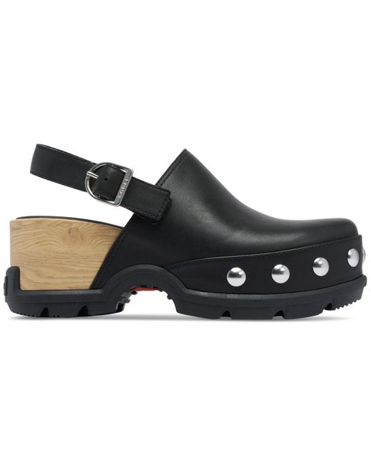 Sorel Black Roamn Studded Slip On Clogs
