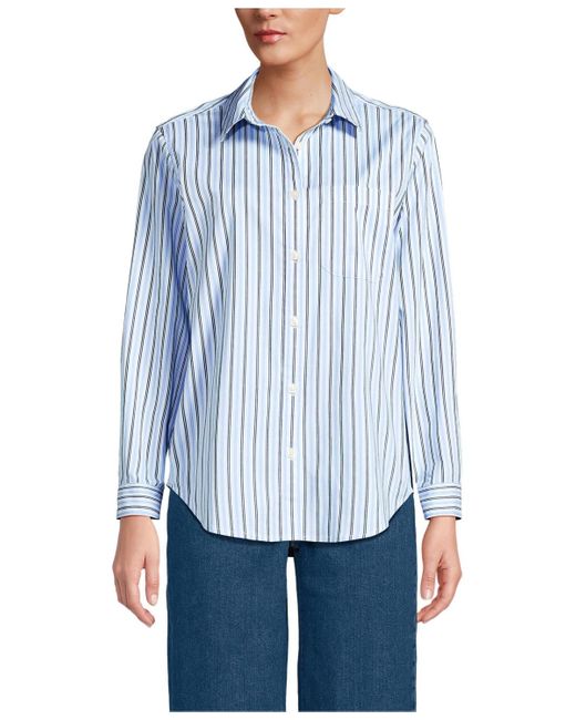 Lands' End Blue Cooling Button Front Shirt