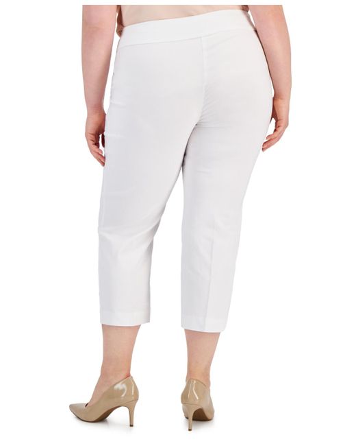 INC International Concepts White Plus Size Mid-rise Pull-on Capri Pants