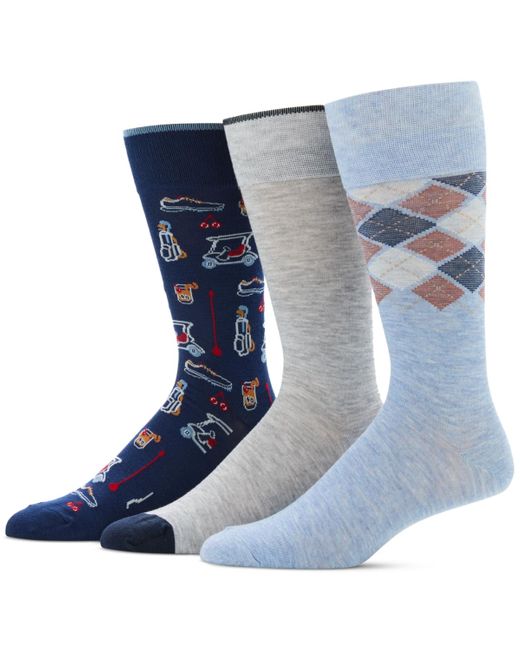 Perry Ellis Blue 3pk. Mixed Patterned Socks for men