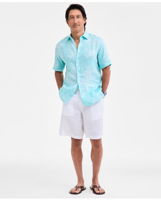 Club Room Blue Casa Regular-fit Floral Button-down Linen Shirt for men