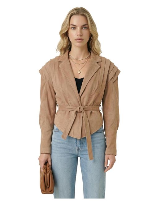 Modenaire Blue Structured Belted Jacket