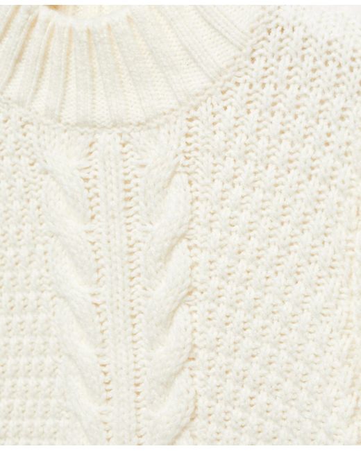 Mango White Shoulder Pads Cable Knit Sweater