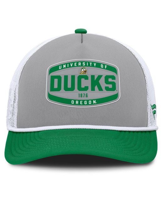 Fanatics Gray/green Oregon Ducks Course Foam-front Adjustable Trucker Hat for men
