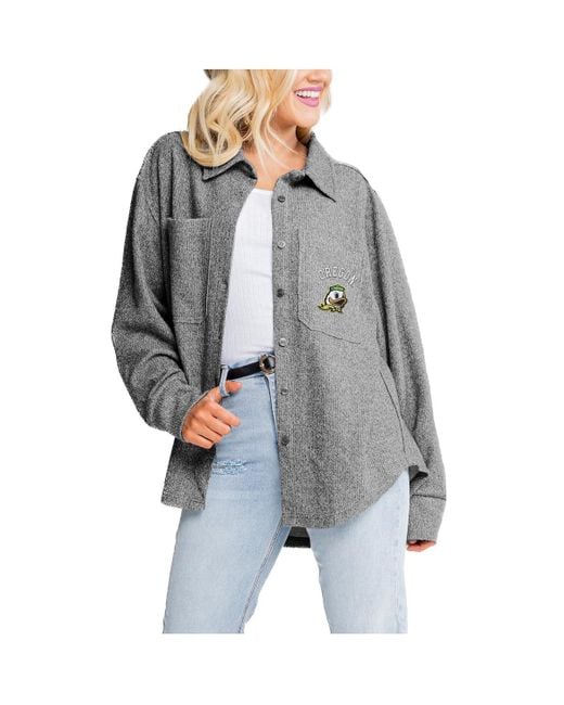 Gameday Couture Gray Oregon Ducks Switch It Up Button-up Shacket