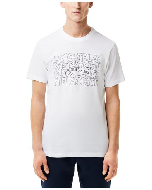 Lacoste White Classic Fit Short Sleeve Performance Graphic T-shirt for men