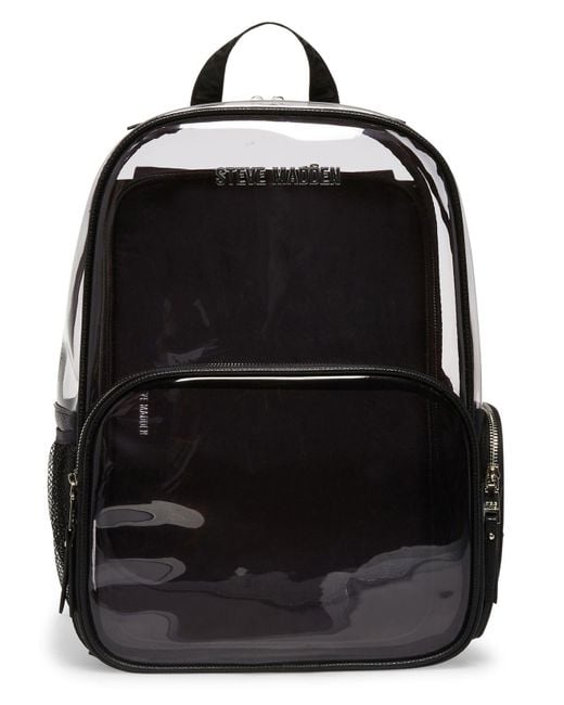Steve Madden Black Clear Backpack With Laptop Pouch