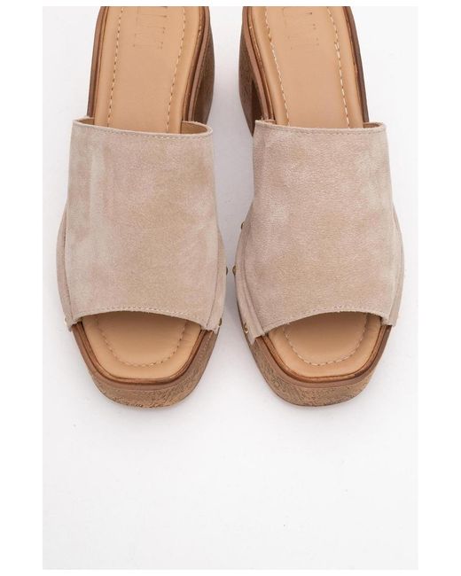Forever & Always Shoes White Pull Leather Platform Mules ()