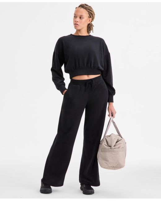 ID Ideology Black Butter Fleece Drawstring-waist Pants