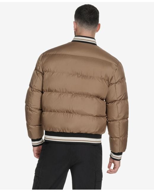 Champion Brown Quilted Varsity Puffer Jacket for men