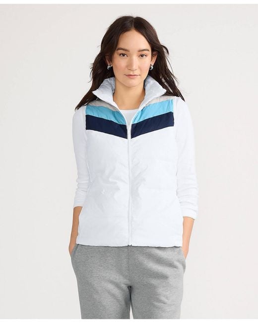 Lands' End White Wanderweight Reversible Packable Down Vest