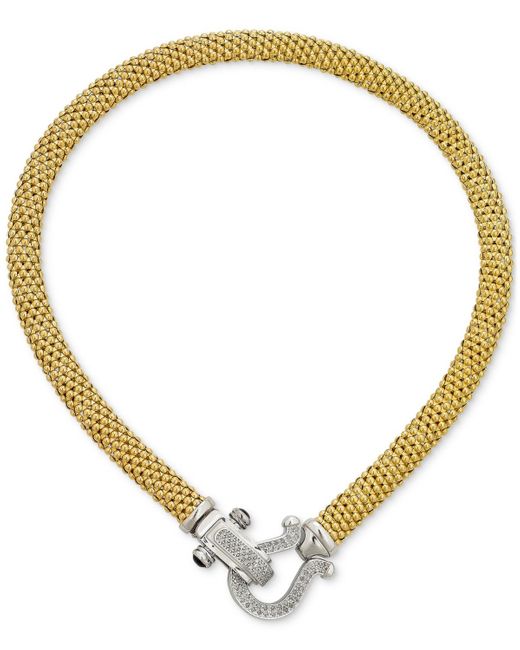 Macy's Metallic Diamond Horseshoe Link Mesh 17" Collar Necklace (5/8 Ct. T.w.