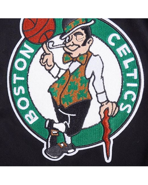 Pro Standard Black Boston Celtics Area Code Twill Full-zip Jacket for men