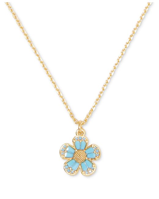 Kate Spade Metallic Gold-tone Stone Fleurette Pendant Necklace