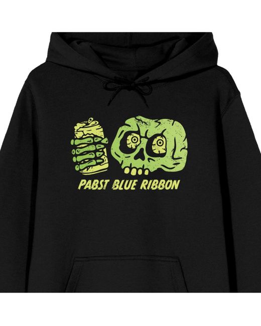Pabst Blue Ribbon Black Skeleton Skull With A Beer Hoodie-3xl for men