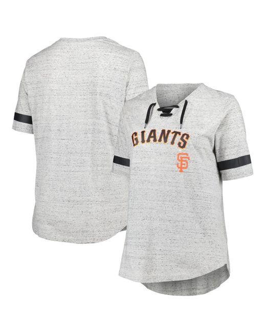 Profile Gray San Francisco Giants Plus Size Lace Up T-shirt