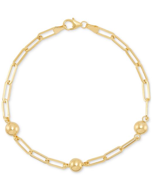 Macy's Metallic Polished Bead Station Chain Link Bracelet