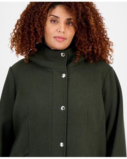 Michael Kors Green Michael Plus Size Hooded Coat