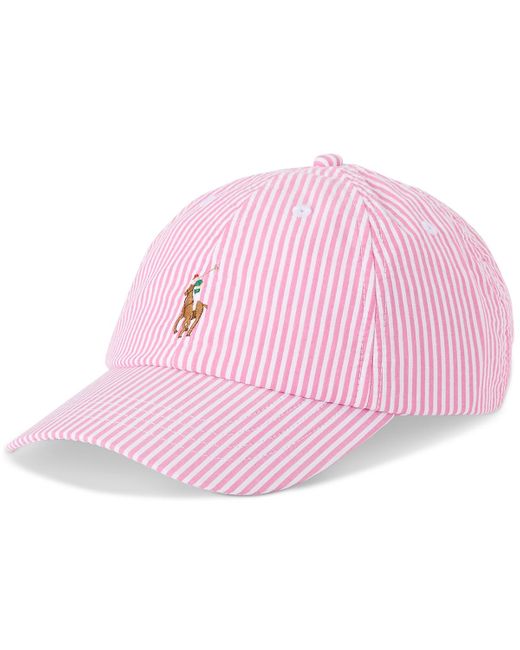 Polo Ralph Lauren Pink Cotton Seersucker Ball Cap for men