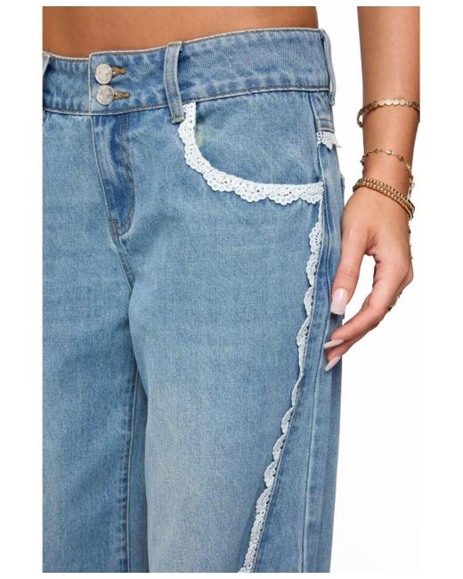 Edikted Blue Alisha Lacey Low Rise Jeans