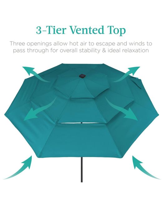 Best Choice Products Green 10ft 3-tier Solar Patio Umbrella W/ 24 Led Lights