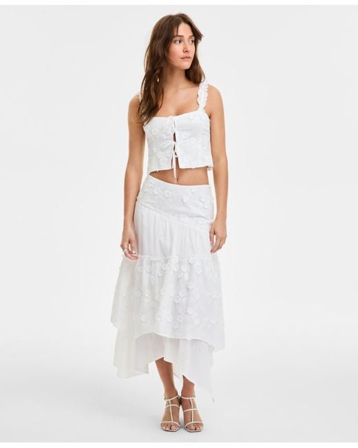 Guess Layered Floral Zurey Maxi Skirt in White | Lyst