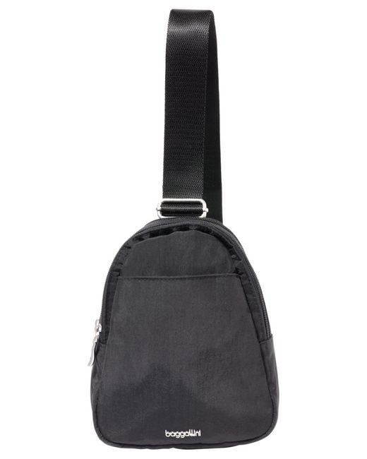 Baggallini Black Mini Double Zip Sling Bag