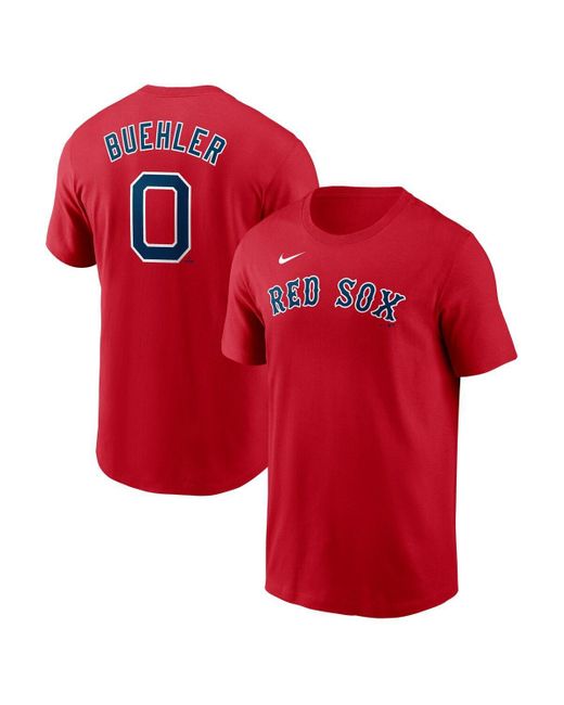 Nike Red Walker Buehler Boston Sox Fuse Name Number T-shirt for men