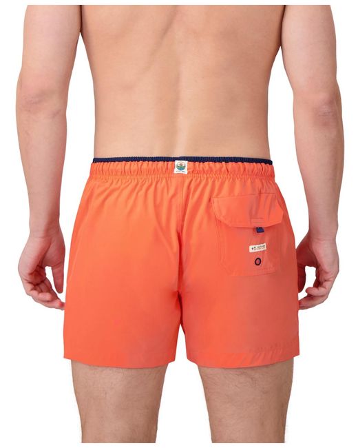 Sunset and Vine Orange Solid Woven Swim Trunks for men