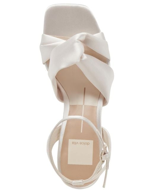 Dolce Vita White Brenna Satin Twist Two-piece Block-heel Sandals