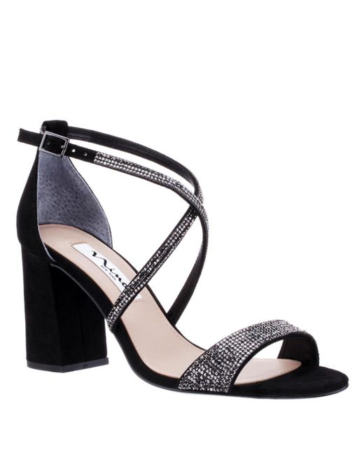 Nina Synthetic Henesi Block-heel Dress Sandals in Black | Lyst