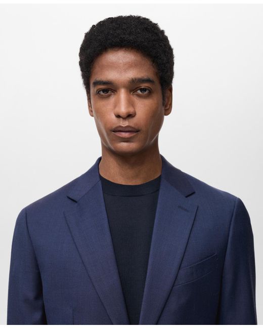 Mango Blue Slim-fit Wool Blazer