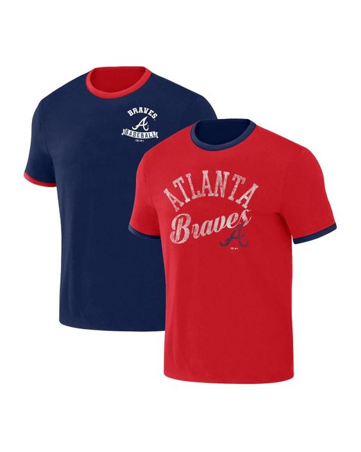 Fanatics Darius Rucker Collection By Navy,red Atlanta Braves Two-way Ringer  Reversible T-shirt for Men