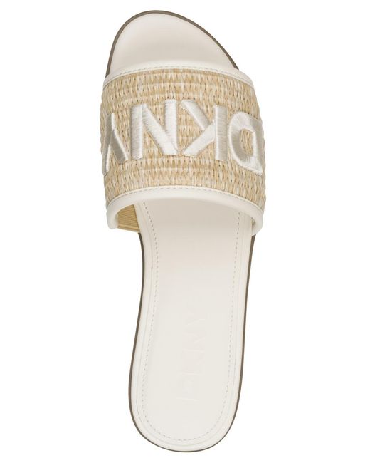 DKNY White Winslet Slide Flat Sandals