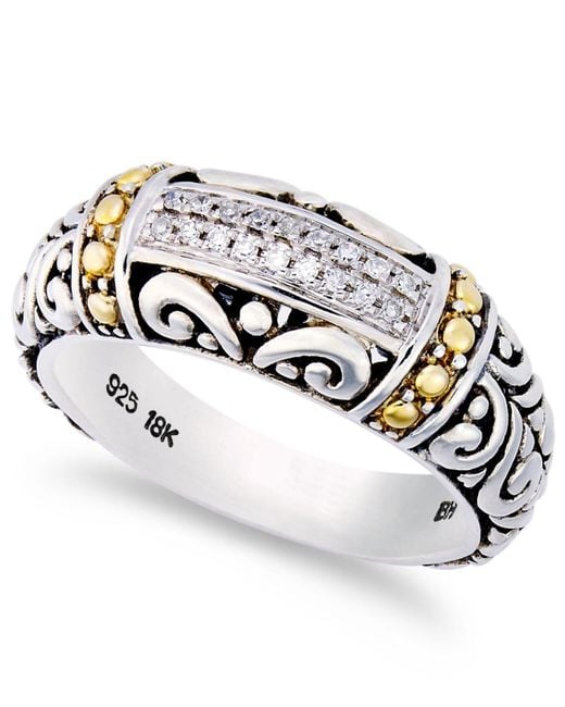 Effy Metallic Balissima By Effy® Diamond Accent Round Swirl Ring In 18k Gold And Sterling Silver