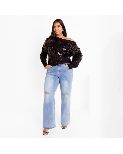 City Chic Black Plus Size Braylin Sequin Jumper