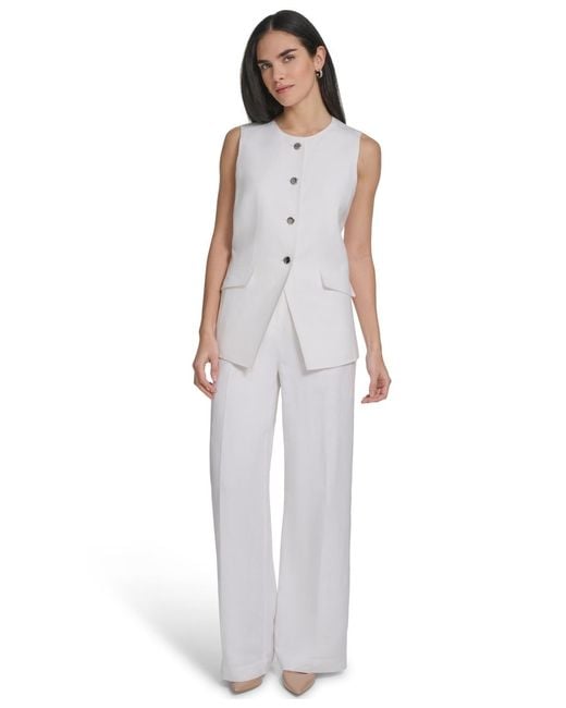 Calvin Klein White Button-front Vest Jacket