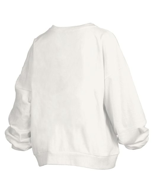 Pressbox White Cincinnati Bearcats Oversized Janice Retro Waist-length Pullover Sweatshirt
