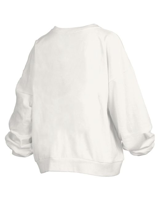 Pressbox White Navy Midshipmen Oversized Janice Retro Waist-length Pullover Sweatshirt