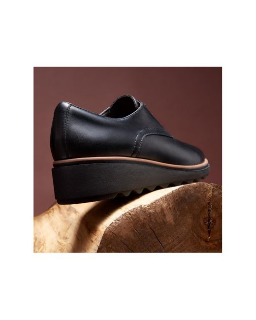 Clarks Black Sharon Rae Lace-up Wedge Shoes