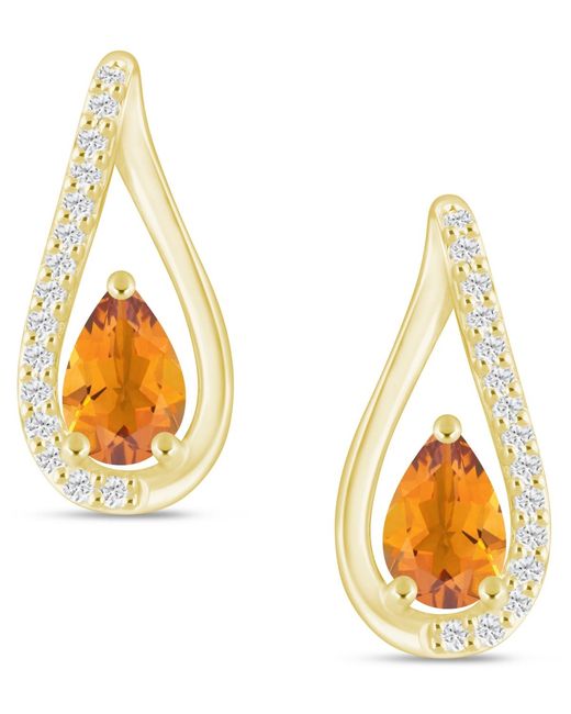 Macy's Metallic Gemstone And Diamond Earrings (1/6 Ct. T.w.