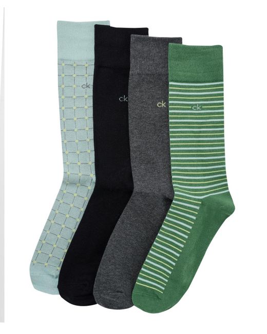 Calvin Klein Green 4-pack Assorted Crew Socks Set for men
